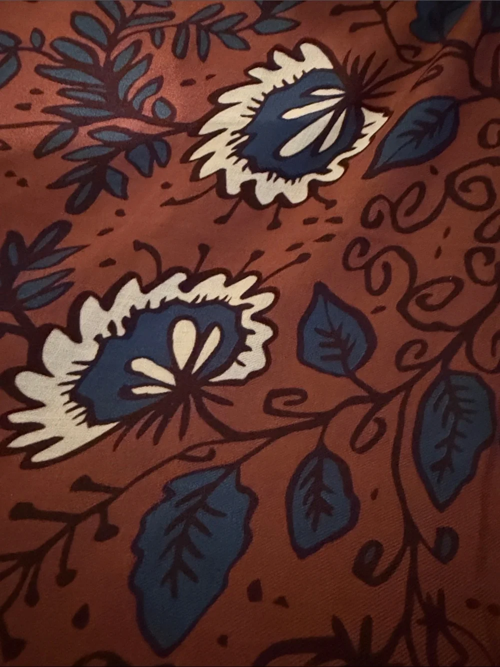 Rust Floral Lightweight Scarf - Unbranded